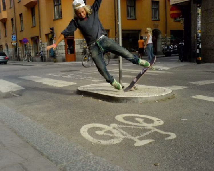 Skateboarder on a city street